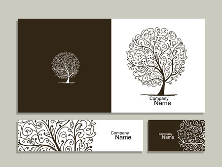 Business card collection, abstract tree design. illustrationのイラスト素材