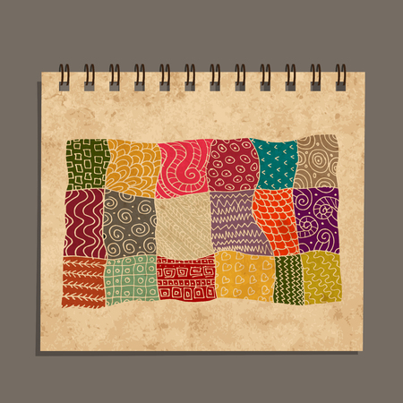 Notebook, abstract oriental design. Old grunge paper. illustrationのイラスト素材