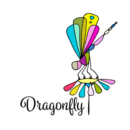 Art dragonfly, sketch for your design. illustrationのイラスト素材