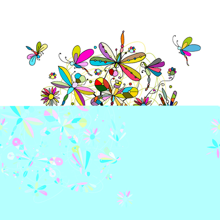 Dragonfly tree, sketch for your design. Vector illustrationのイラスト素材