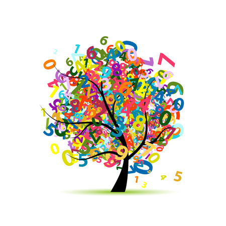 Tree with colorful numbers for your design. Vector illustrationのイラスト素材