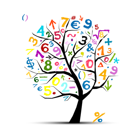 Art tree with math symbols for your designのイラスト素材