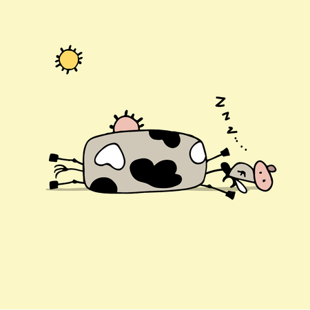Funny cow character, sketch for your design. Vector illustrationのイラスト素材