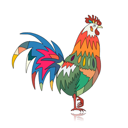 Funny Rooster, symbol of 2017 new year.  illustrationのイラスト素材
