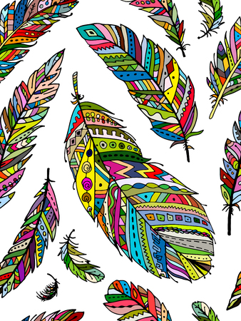 Feather seamless pattern for your design. illustrationのイラスト素材