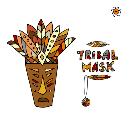 Tribal mask ethnic, sketch for your designのイラスト素材