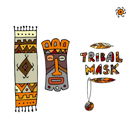 Tribal mask ethnic, sketch for your designのイラスト素材
