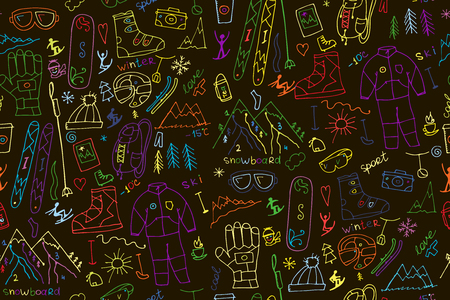 Winter sport, seamless pattern for your designのイラスト素材