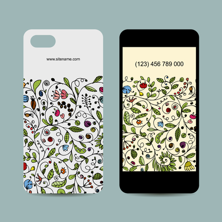 Mobile phone cover design. Floral ornamentのイラスト素材