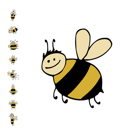 Funny bee, sketch for your designのイラスト素材
