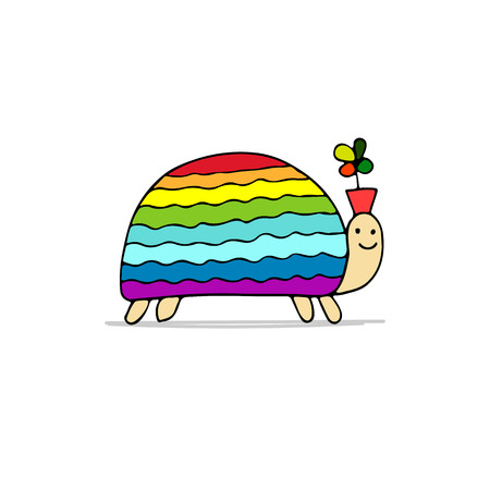 Funny turtle, sketch for your design. Vector illustrationのイラスト素材