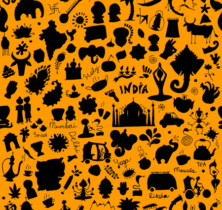 Artistic  India sketch, seamless pattern for your designのイラスト素材