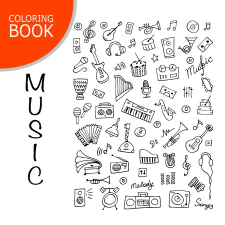 Music instrument set, sketch for your designのイラスト素材