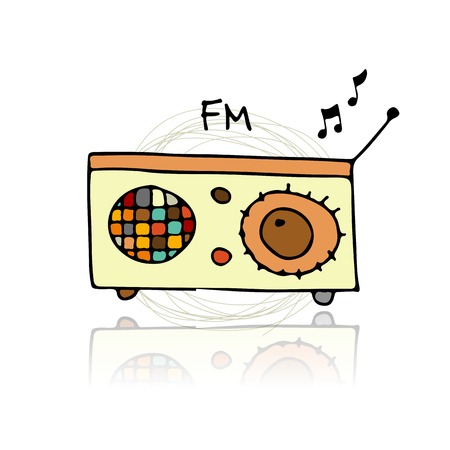 Vintage radio, sketch for your designのイラスト素材