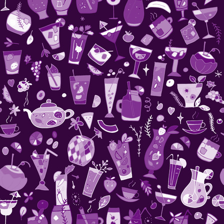 Cocktails collection, seamless pattern for your design. Vector illustrationのイラスト素材