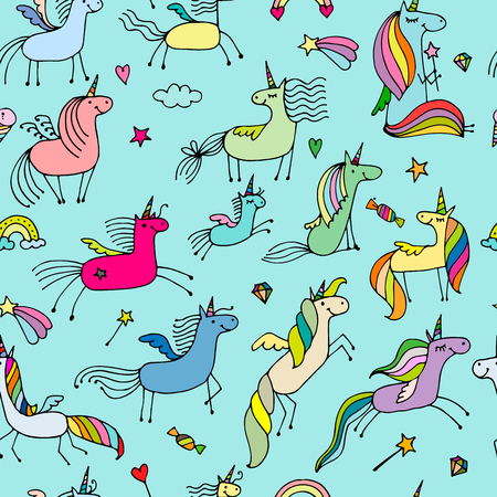Magic unicorns, seamless pattern for your designのイラスト素材