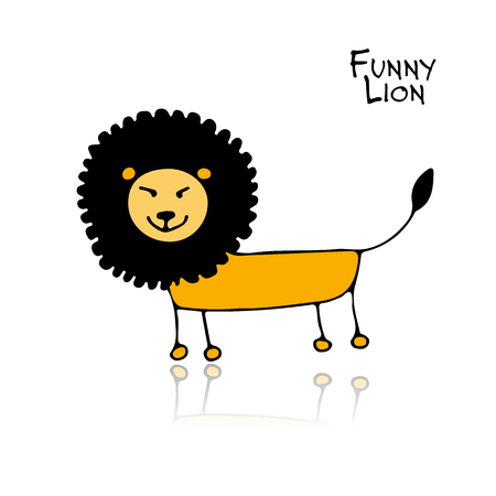 Funny lion, sketch for your designのイラスト素材