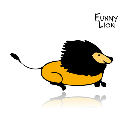 Funny lion, sketch for your designのイラスト素材