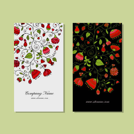 Business cards design, floral backgroundのイラスト素材