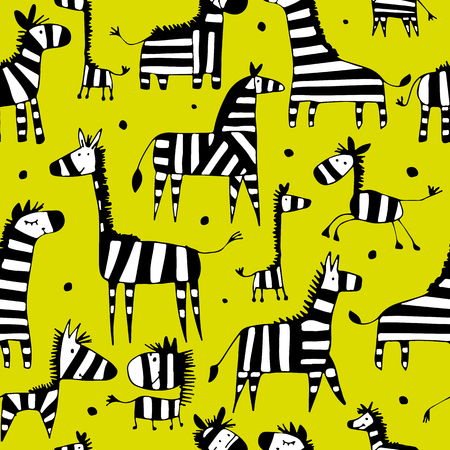 Zebra family, sketch for your designのイラスト素材