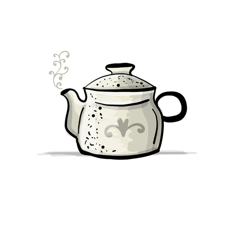 Ceramic teapot, sketch for your design.のイラスト素材