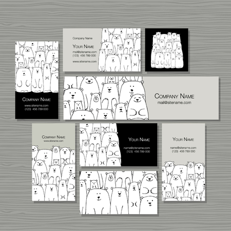 Business cards design, polar bears family.のイラスト素材