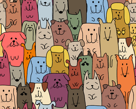 Funny dogs family, seamless pattern for your design. Vector illustrationのイラスト素材