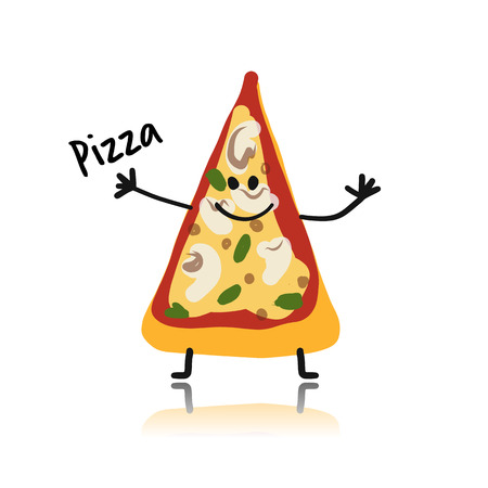 Pizza slice cartoon character.のイラスト素材