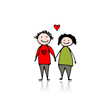 Couple in love, sketch for your designのイラスト素材