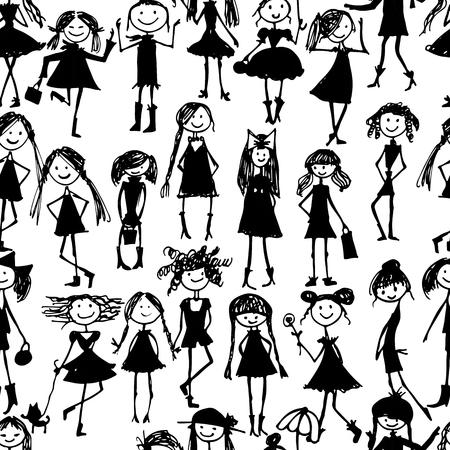 Fashion girls, seamless pattern for your designの写真素材