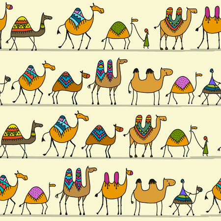 Camels caravan pattern designのイラスト素材