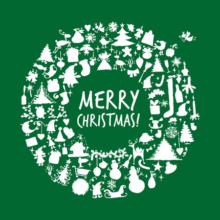 Christmas wreath, sketch drawing for your designのイラスト素材