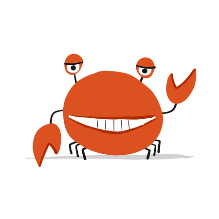 Funny crab, sketch for your design. Vector illustrationのイラスト素材