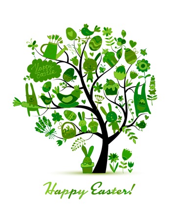 Easter holiday tree, sketch for your designのイラスト素材