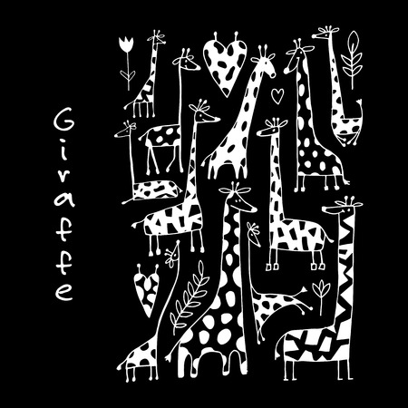 Giraffes collection, sketch for your design.のイラスト素材