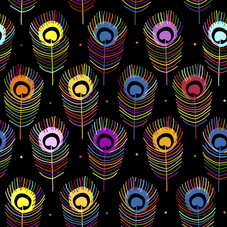 Peacock feathers, seamless pattern for your design isolated on plain background.のイラスト素材