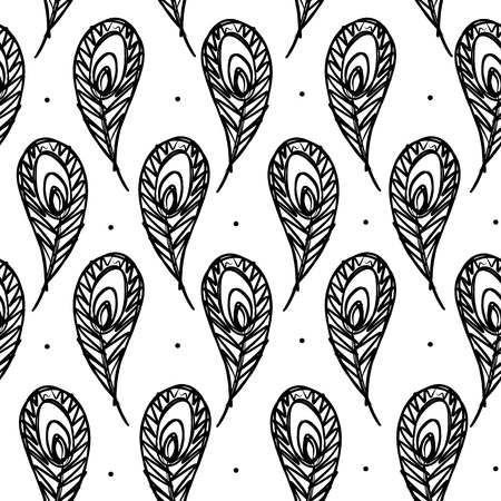 Peacock feathers, seamless pattern for your design isolated on plain background.のイラスト素材