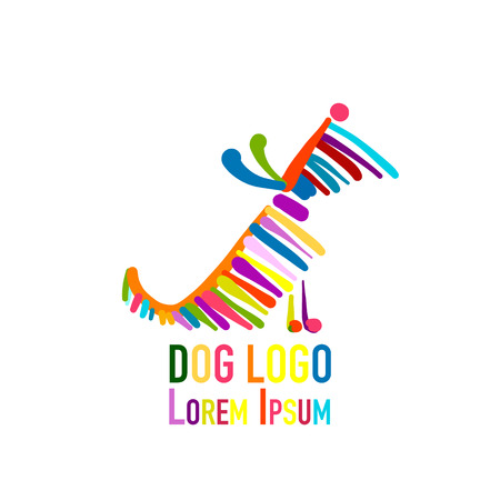 Funny dog, colorful logo for your designのイラスト素材
