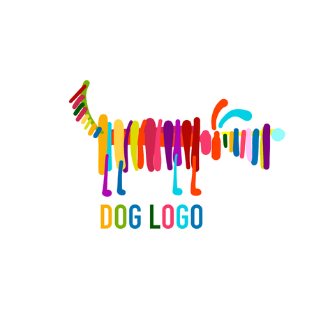 Funny dog, colorful logo for your designのイラスト素材