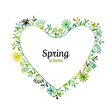 Floral frame, heart shape for your design. Vector illustrationのイラスト素材