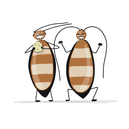 Funny cockroaches for your design. Vector illustrationのイラスト素材