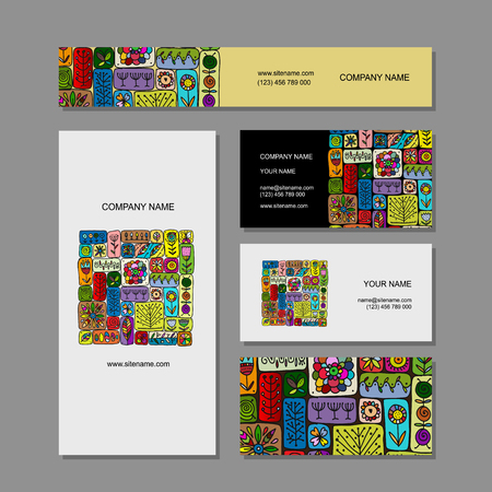 Business cards design, ethnic floral ornamentのイラスト素材