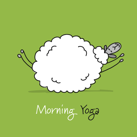 Funny sheep doing yoga, sketch for your design. Vector illustrationのイラスト素材