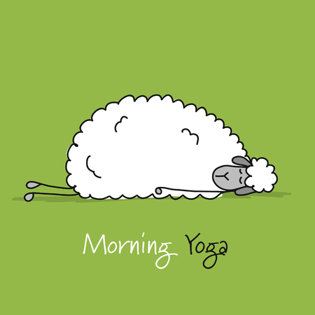 Funny sheep doing yoga, sketch for your design. Vector illustrationのイラスト素材
