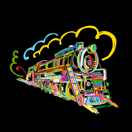 Retro train, sketch for your designのイラスト素材