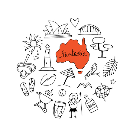 Australia icons set, sketch for your design. Vector illustrationのイラスト素材