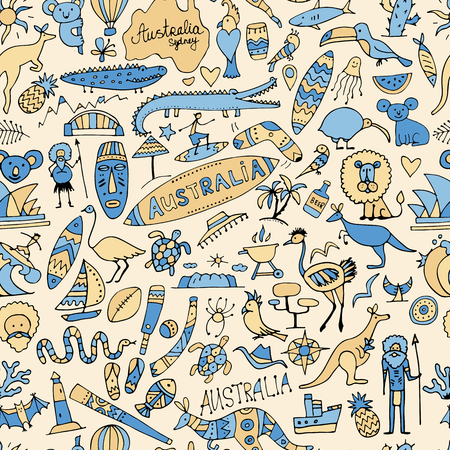 Australia icons set, sketch for your designのイラスト素材