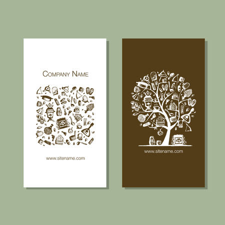 Business cards with bathhouse design elementsのイラスト素材