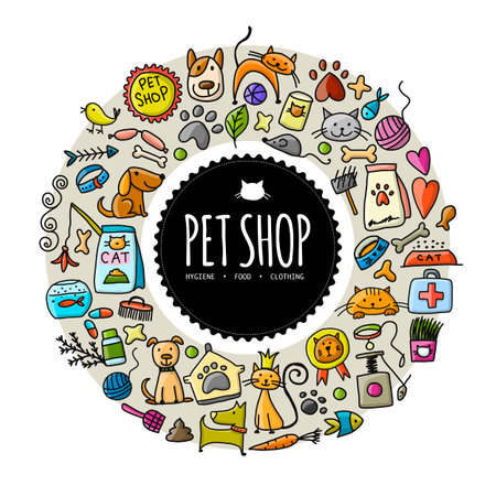 Pet shop, circle frame design with place for your textのイラスト素材