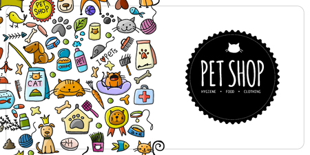 Pet shop banner, vertical seamless border for your designのイラスト素材